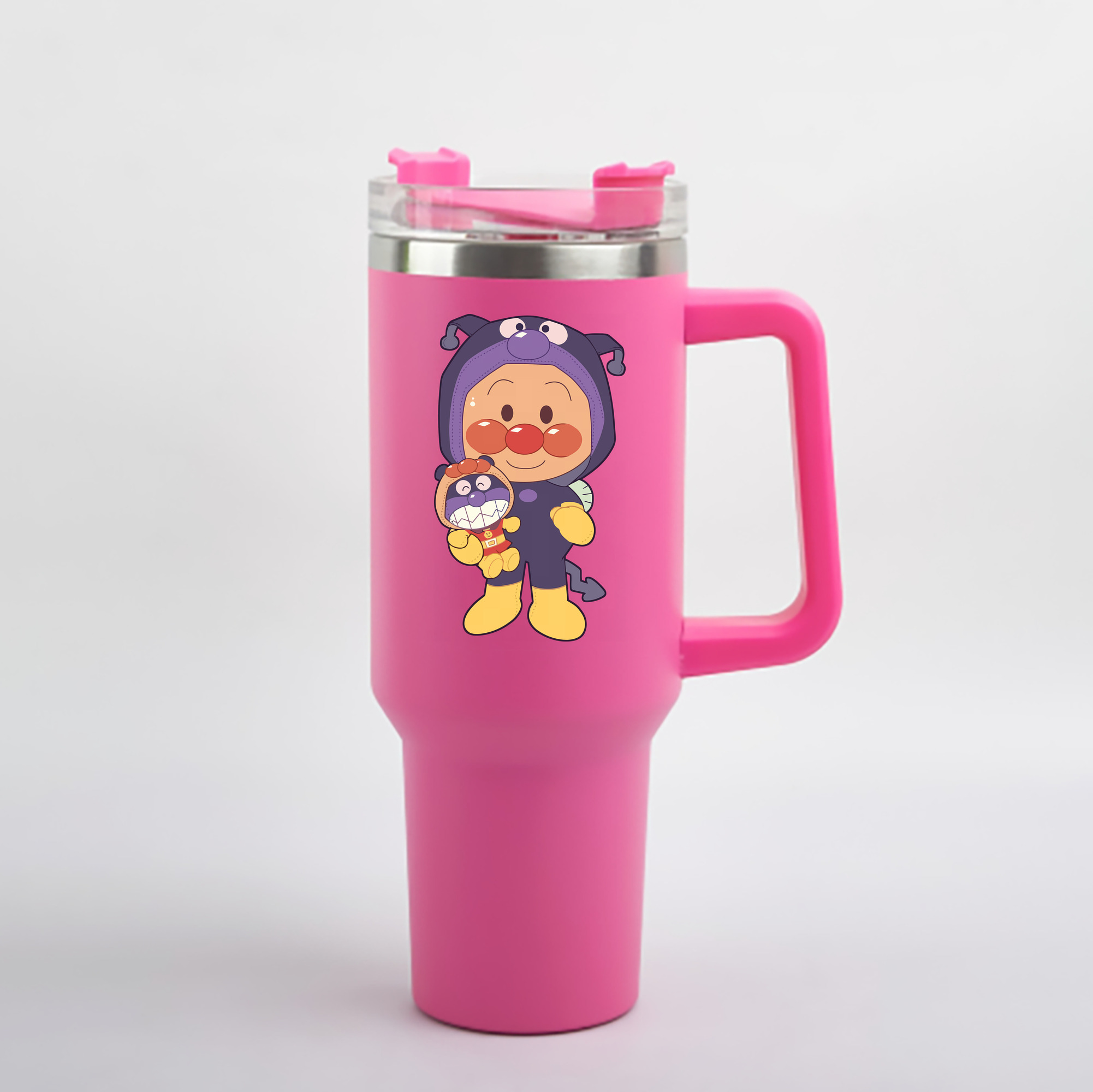 （画像用） アンパンマン Anpanman 1200mL車用タンブラー - クリスタルステッカー（プラスチックストロー付き）